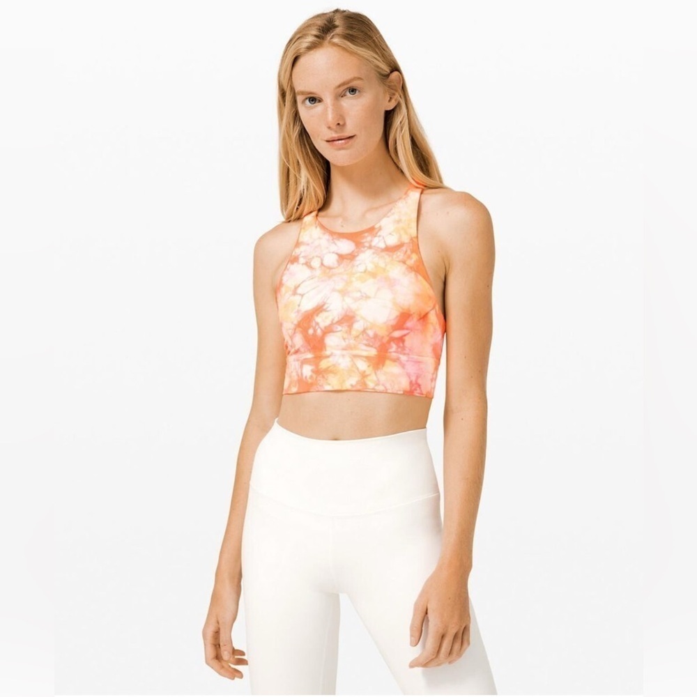LULULEMON Energy Bra High Neck Shibori Grapefruit Orange Size 6
